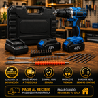 Kit Taladro Inalámbrico + Maletín (2 Baterías y Accesorios)